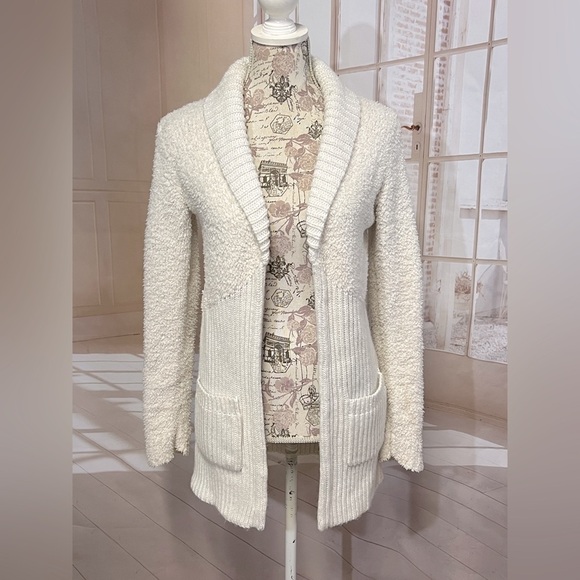 🛍️CAT & JACK Ivory boucle and ribbed‎ knit cardigan sweater size XL. - Picture 1 of 11